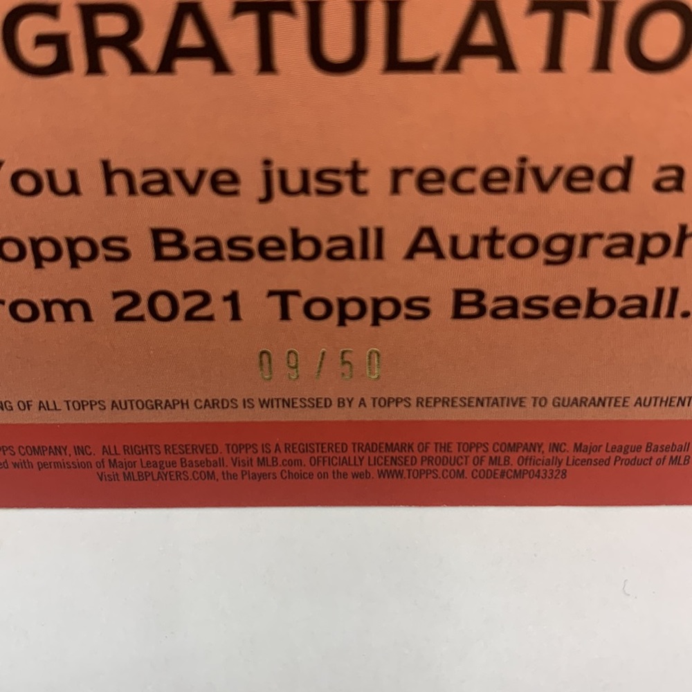 2021 Topps Marcus Stroman Mets Auto 09/50 Gold #86A-MST (MISC8) - Picture 3 of 3